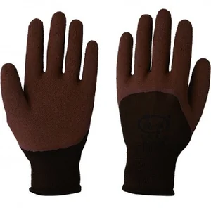 Перчатки нейлоновые с вспененным латексным покрытием, коричневые (глубокий  облив) №84 72526