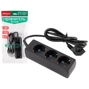 ENGY Удлинитель Гранд 1,7м/3роз. с заземлением (ПВС 3х0,75) черный. 186736-SK
