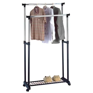 Вешалка напольная GR-03A (2 перекладины, с сеткой внизу), размер: 80*42*90-160 см, аналог 311404. 311411-SK