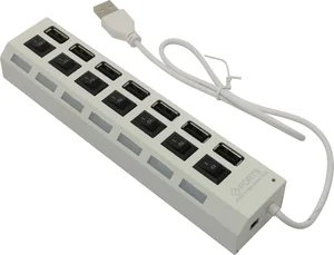 Разветвлитель USB HUB 2.0 7port white с выкл. на каждое USB 73186