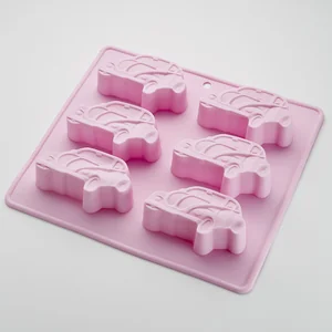 WEBBER Форма 22х20х2.8см для выпечки 6 кексов силиконовая BE-4473S Машинки сиреневая