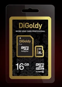 DIGOLDY Флеш карта 16GB microSDHC Class10 + адаптер SD DG016GCSDHC10-AD