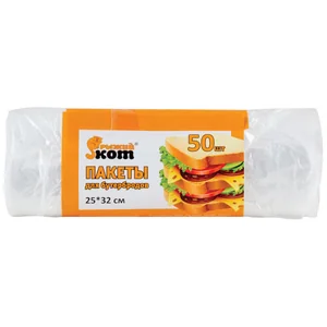 Mallony Пакеты для бутербродов РЫЖИЙ КОТ, 32*25см (50шт./рул.), прозрачные, 5,7мкм. 310413-SK