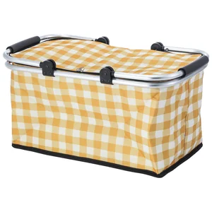 Mallony Термосумка складная с алюминиевым каркасом CB-7046-2 с принтом жёлтая клетка, 48*27*24см. 104857-SK