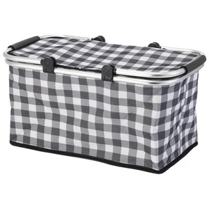 Mallony Термосумка складная с алюминиевым каркасом CB-7046-1 с принтом серая клетка, 48*27*24см. 104856-SK