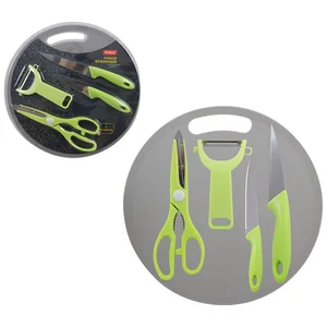 MALLONY Набор кухонный CLASSICO (5 предметов): нож 2шт., ножницы, овощечистка, разделочная доска. 008668-SK