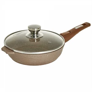 МЕЧТА Сковорода 22 см АП Гранит brown с022806 со съемной ручкой и стеклянной крышкой