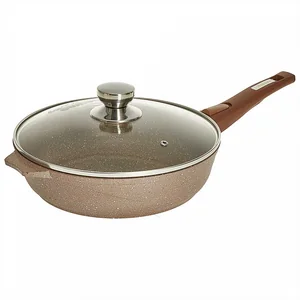 МЕЧТА Сковорода 26 см АП Гранит brown с026806 со съемной ручкой и стеклянной крышкой