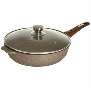 МЕЧТА Сковорода 28 см АП Гранит brown с028806 со съемной ручкой и стеклянной крышкой