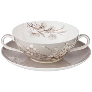 Lefard Бульонница С Блюдцем Lefard белый Цветок 450 Мл Серая 86-2434