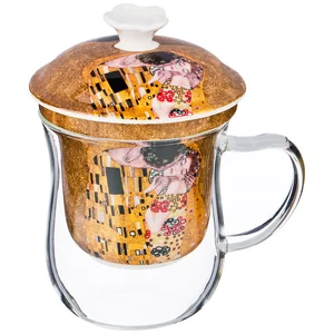 Lefard Кружка Стеклянная С Ситом поцелуй (г. Климт) 350 Мл Золотая 104-515