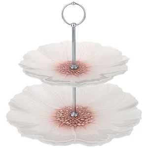 Lefard Этажерка 2х-ярусная Белый Цветок 21см/28см 339-194