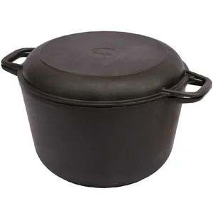 БИОЛ Кастрюля 6 л чугунная с крышкой-сковородой 0206