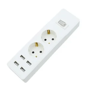 Колодка 2-х с/з с выкл.+USB 4-выход 75281