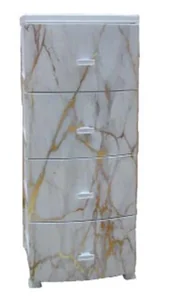 РОССПЛАСТ Комод БЕЛЫЙ МРАМОР 4 секции Декор (моно с рис) РП-451