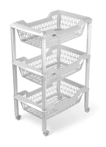 МАРТИКА Этажерка 3 корзины ДЖЕТА СВЕТЛО-СЕРАЯ на колесах универсальная С735СЕР