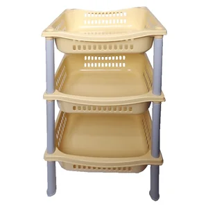 ПОЛИМЕРБЫТ Этажерка 3 секции БЕЖЕВАЯ хозяйственная для хранения MPG7303