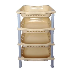 ПОЛИМЕРБЫТ Этажерка 4 секции БЕЖЕВАЯ хозяйственная для хранения MPG7334