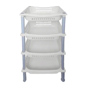 ПОЛИМЕРБЫТ Этажерка 4 секции БЕЛЫЙ МРАМОР хозяйственная для хранения MPG7341