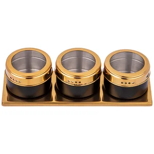 Lefard Набор Для Специй Agness 4 Пр. черное Золото На Магнитах, В Т.ч. Метал.подставка 20*6*5 См 912-033