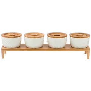 Lefard Набор Из 4-х Банок Для Сыпучих Продуктов native 250 Мл. На Подставке 41*10 См. В=11 См. 587-139
