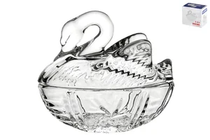 КОРАЛЛ Конфетница h12см. Гранение Лебедь с кр. 4498