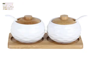 КОРАЛЛ Набор банок с ложкой на подставке 300 мл. 5522