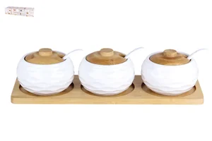 КОРАЛЛ Набор банок с ложкой на подставке 300 мл. 5531