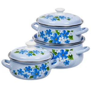 КМК Набор кастрюль Лён (голуб.)