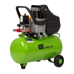 Сибртех Компрессор воздушный КК-1500/24, 1.5 кВт, 198 л/мин, 24 л, прямой привод, масляный 58037