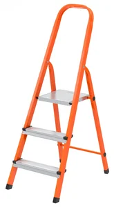Сибртех Стремянка, 3 ступени, стальной профиль, ступени сталь, оранжевая, Россия, 97963