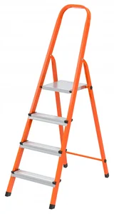 Сибртех Стремянка, 4 ступени, стальной профиль, ступени сталь, оранжевая, Россия, 97964