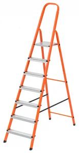 Сибртех Стремянка, 7 ступеней, стальной профиль, ступени сталь, оранжевая, Россия, 97967