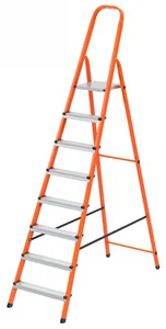 Сибртех Стремянка, 8 ступеней, стальной профиль, ступени сталь, оранжевая, Россия, 97968