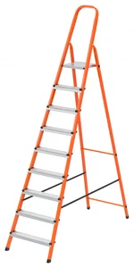 Сибртех Стремянка, 9 ступеней, стальной профиль, ступени сталь, оранжевая, Россия, 97969
