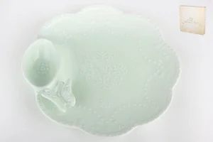 КОРАЛЛ Блюдо 25см.Бабочка светло-зеленая HD-017G