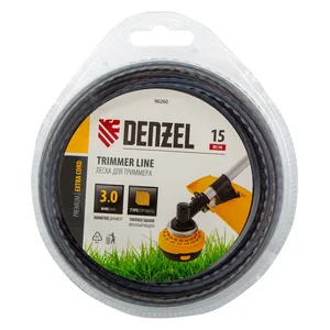 Denzel Леска для триммера двухкомпонентная зубчатый квадрат, 3,0мм х 15м, блистер EXTRA CORD 96260