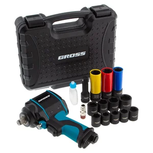 Gross Гайковерт пневматический ударный G985K2, 1/2, 610Нм 9000 об/мин, с набором 17 предметов 57445