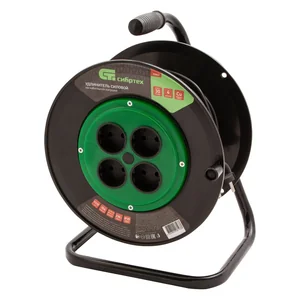 Сибртех Удлинитель силовой 30 м, 10А, тип УХ10, ПВС, на кабельной катушке, 4 розетки без заземления 95843
