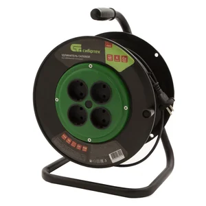 Сибртех Удлинитель силовой 40 м, 10А, тип УХ10, ПВС, на кабельной катушке, 4 розетки без заземления 95843