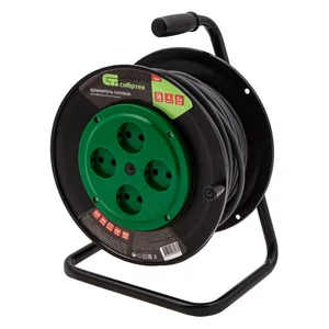 Сибртех Удлинитель силовой 30 м, 16А, тип УХ10, ПВС, усиленный, на кабельной катушке, 4 розетки без заземления 95868