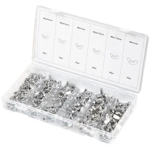 Сибртех Набор гаек: М5 х 0.5, М5 х 0.8, М6 х 0.75, М6 х 1, М8 х 1, М8 х 1.75 мм, с барашком, 150 предметов 47606