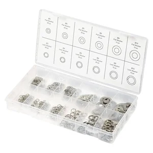 Сибртех Набор шайб и гроверов, D шайб: 3, 4, 5, 6, 8, 10 мм D гроверов: 3, 4, 5, 6, 8, 10 мм, 350 предметов 47614