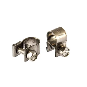 Сибртех Хомуты металлические, MINI 8-10 мм, ширина 9 мм, винтовой, W4, 2 шт 475013