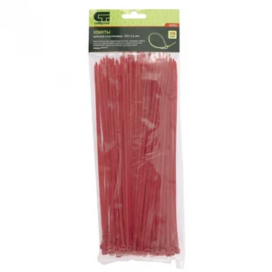 Сибртех Хомуты, 250 x 3.6 мм, пластиковые, красные, 100 шт 45503