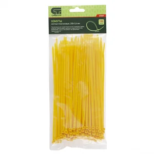 Сибртех Хомуты, 200 x 3.6 мм, пластиковые, желтые, 100 шт 45507