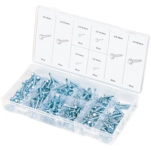 Сибртех Набор саморезов: 4 х 12.5, 4 х 16, 4 х 19, 4 х 25.5, 5 х 12.5.5 х 16.5 х 19.5 х 25.5 мм, 200 предметов 47607