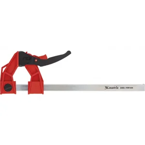 Matrix Струбцина реечная быстрозажимная, усиленная, пластиковый корпус рычажно-храповой механизм 300 х 100 х 456 мм, штанга 5 х 22 мм 20728