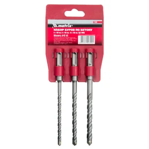 Matrix Набор буров по бетону, 6 х 160, 8 х 160, 10 х 160 мм, 3 шт, на подвесной карте, SDS Plus 71099