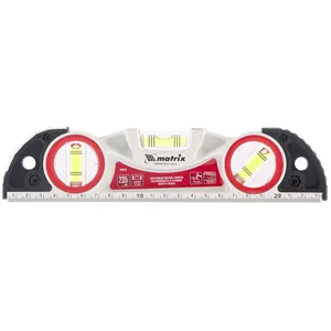 Matrix Уровень алюминиевый литой, фрезерованный, 3 глазка, две ударные площадки, 235 мм 34910